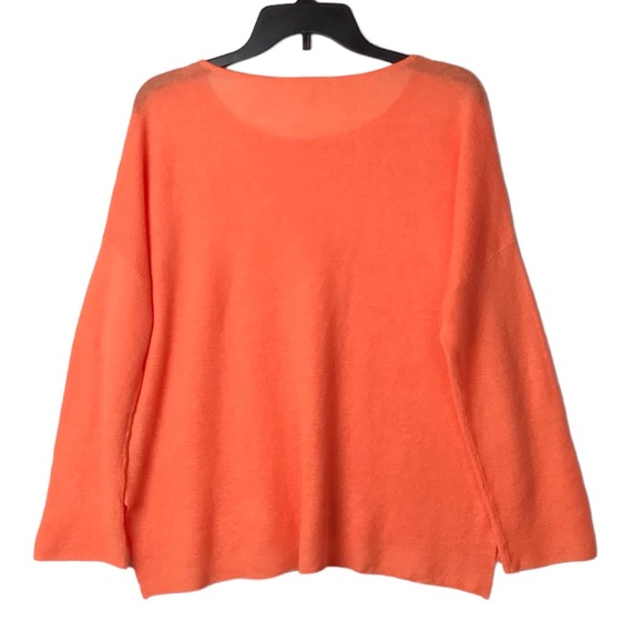 Eileen Fisher Sweater Peach Boat Neck Organic Cotton Open Stitch Slouchy - Picture 4 of 7